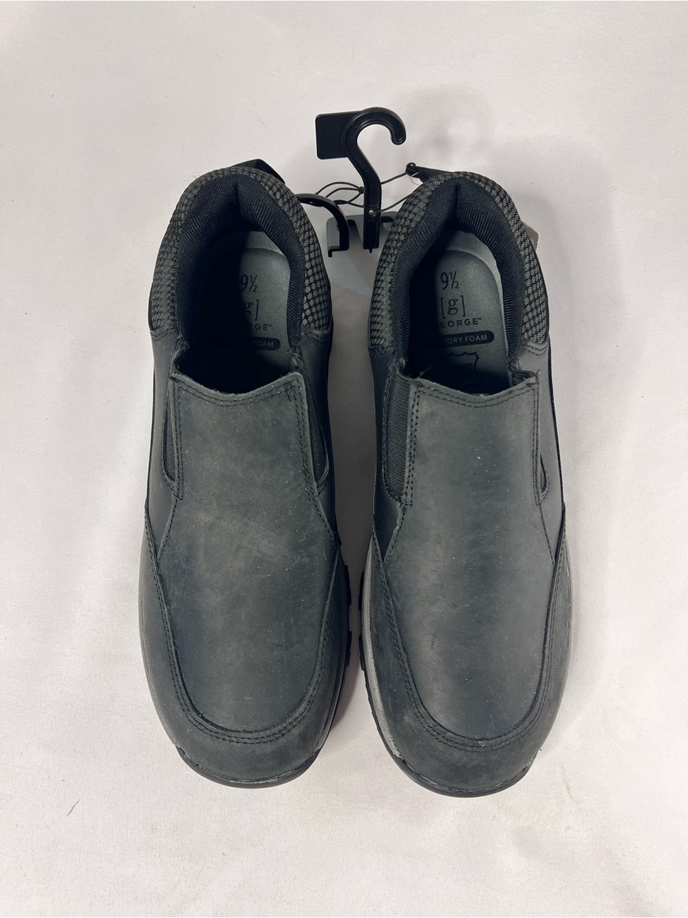NWT George TRENT Men's Genuine Leather Slip-On Shoes Black Size 9.5 Memory Foam - Picture 4 of 8